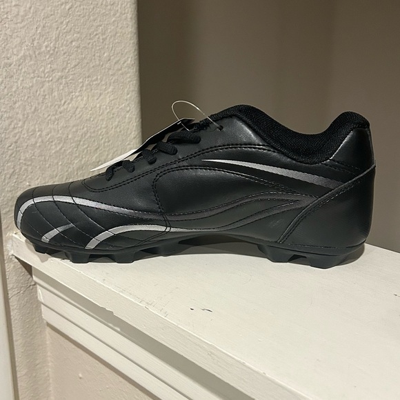 Boys Athletic Cleats STARTER Multi Purpose Sport BLACK Dual Silver Stripe SZ 6.5 - Picture 3 of 10